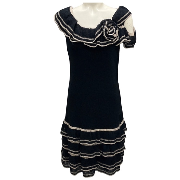 PHILOSPHY DI ALBERTA FERRETTI BLACK / BEIGE MOHAIR KNIT DRESS - Picture 1 of 6